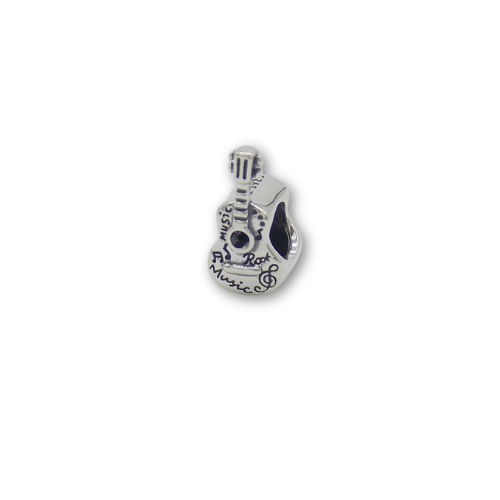 Sterling Silver Guitar Bead Charm With Gift Box - fits Charm Bracelets