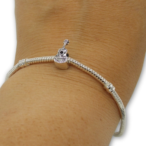 Sterling Silver Guitar Bead Charm With Gift Box - fits Charm Bracelets