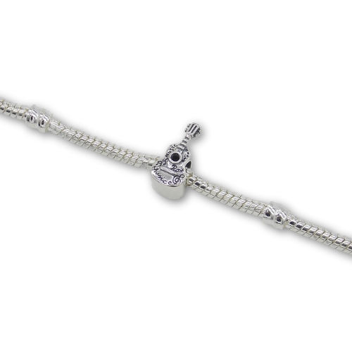 Sterling Silver Guitar Bead Charm With Gift Box - fits Charm Bracelets