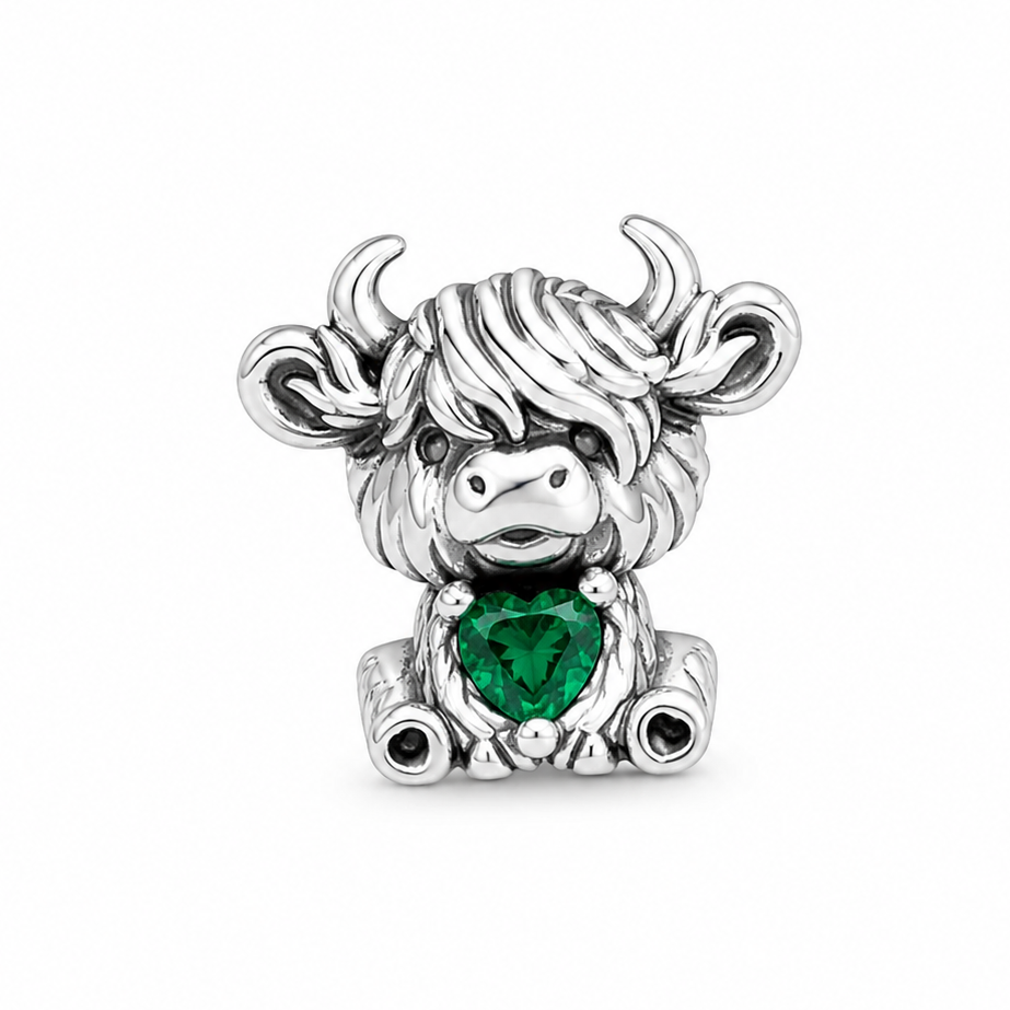Sterling Silver Highland Cow Charm with Gift Box