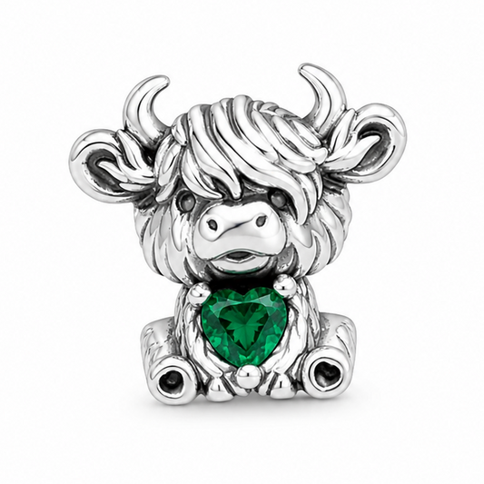 Sterling Silver Highland Cow Charm with Gift Box. For Charm Bracelets