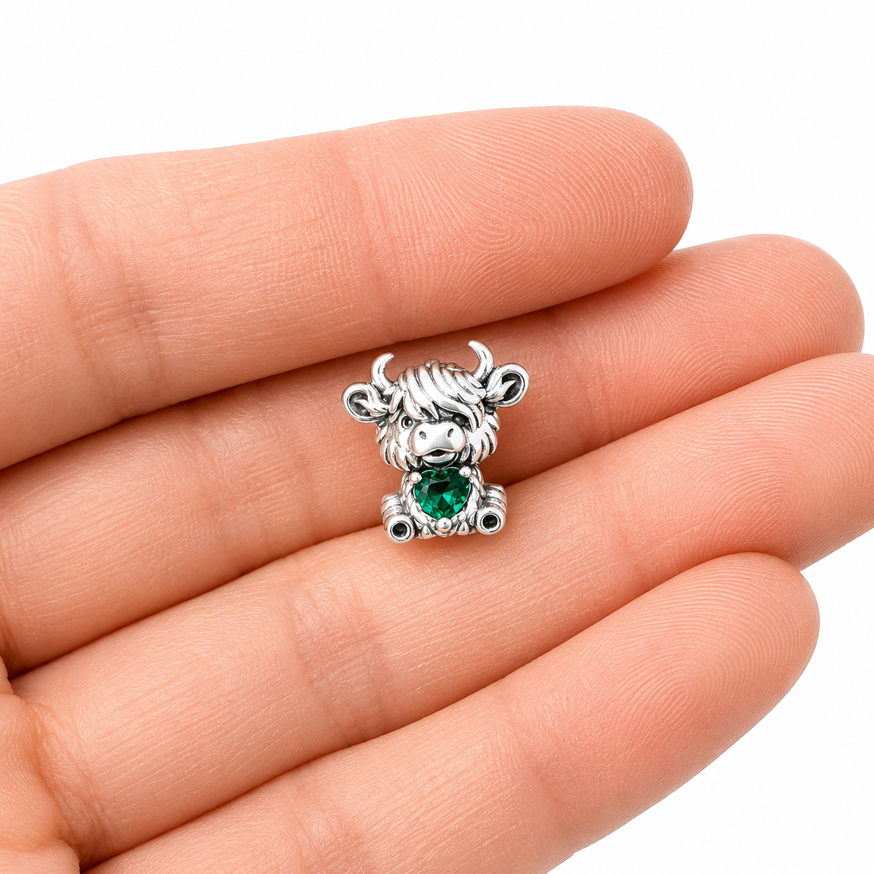 Sterling Silver Highland Cow Charm with Gift Box