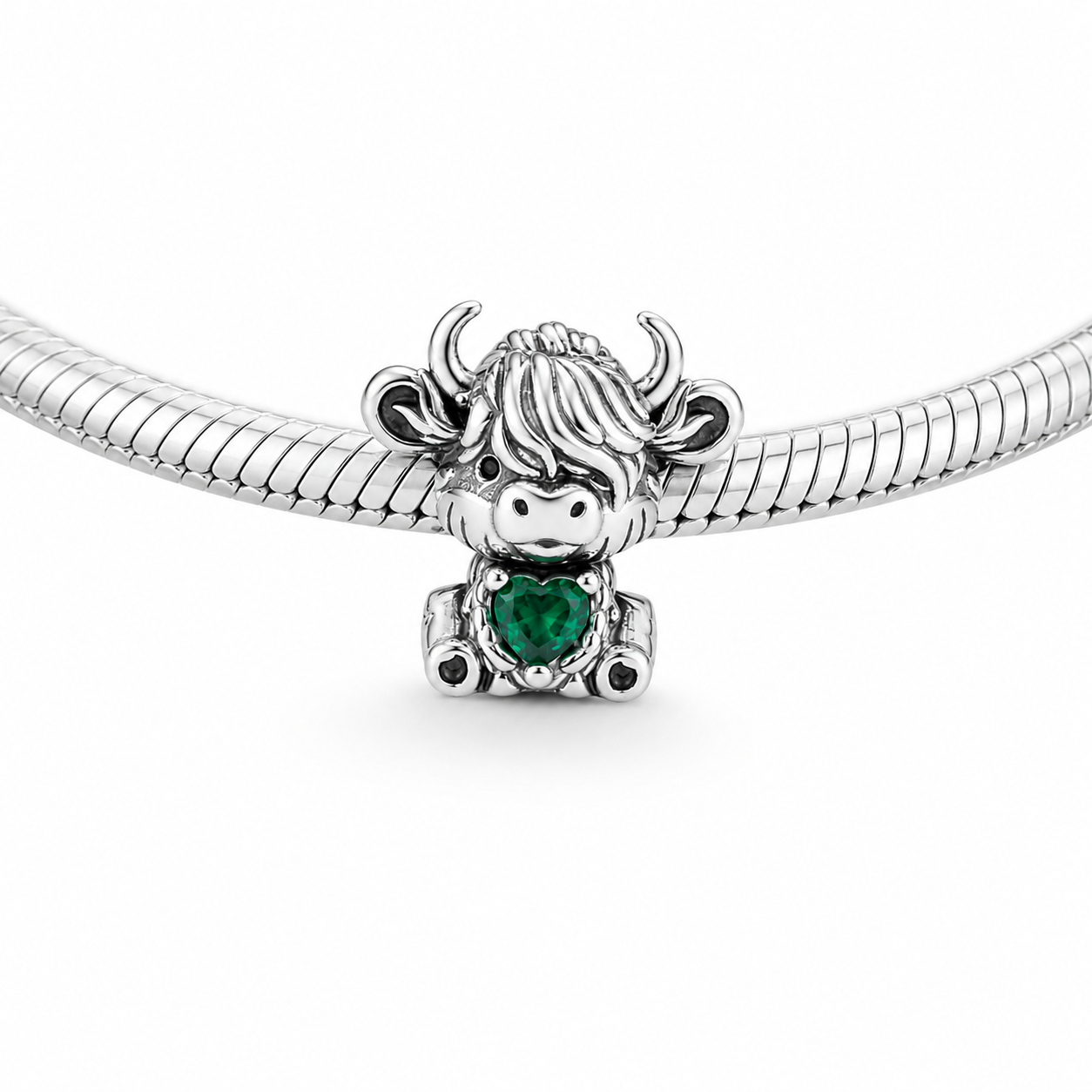 Sterling Silver Highland Cow Charm with Gift Box