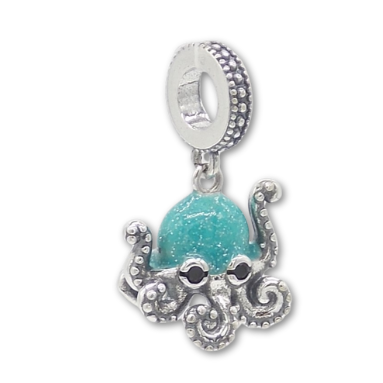 Sterling Silver Octopus Charm with Gift Box. For Charm Bracelets or Necklaces