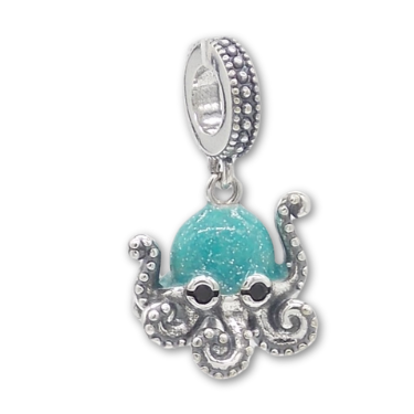 Sterling Silver Octopus Charm with Gift Box. For Charm Bracelets or Necklaces