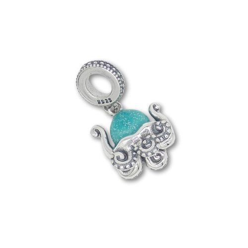 Sterling Silver Octopus Charm with Gift Box. For Charm Bracelets or Necklaces