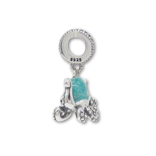 Sterling Silver Octopus Charm with Gift Box. For Charm Bracelets or Necklaces
