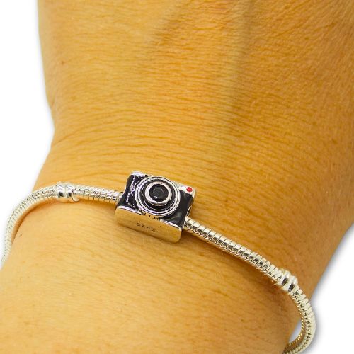 Sterling Silver Photographer Camera Charm with Gift Box. For Charm Bracelets or Necklaces