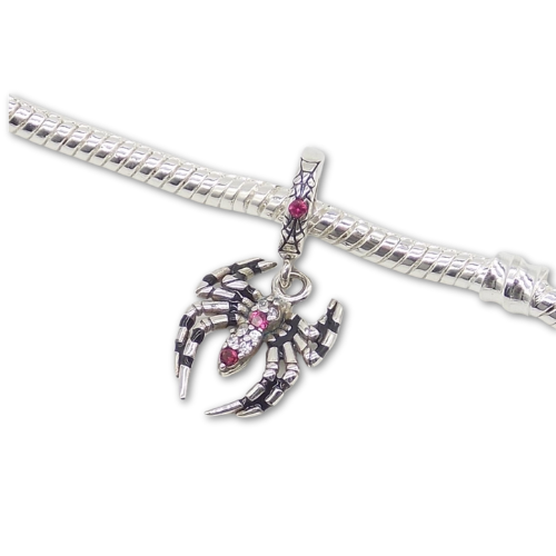 Sterling Silver Spider Charm With Gift Box - fits Bracelets or Necklaces