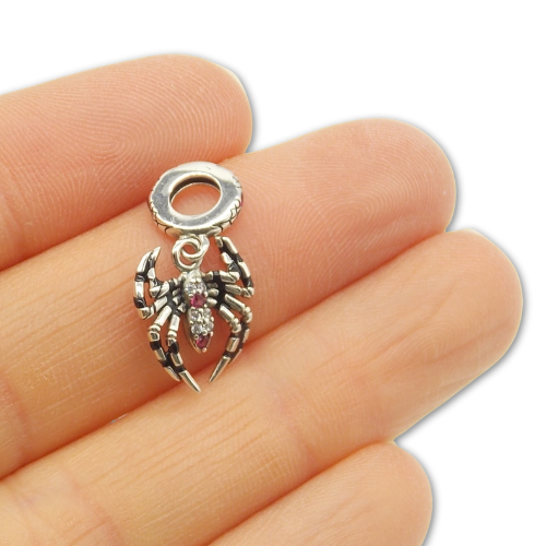 Sterling Silver Spider Charm With Gift Box - fits Bracelets or Necklaces