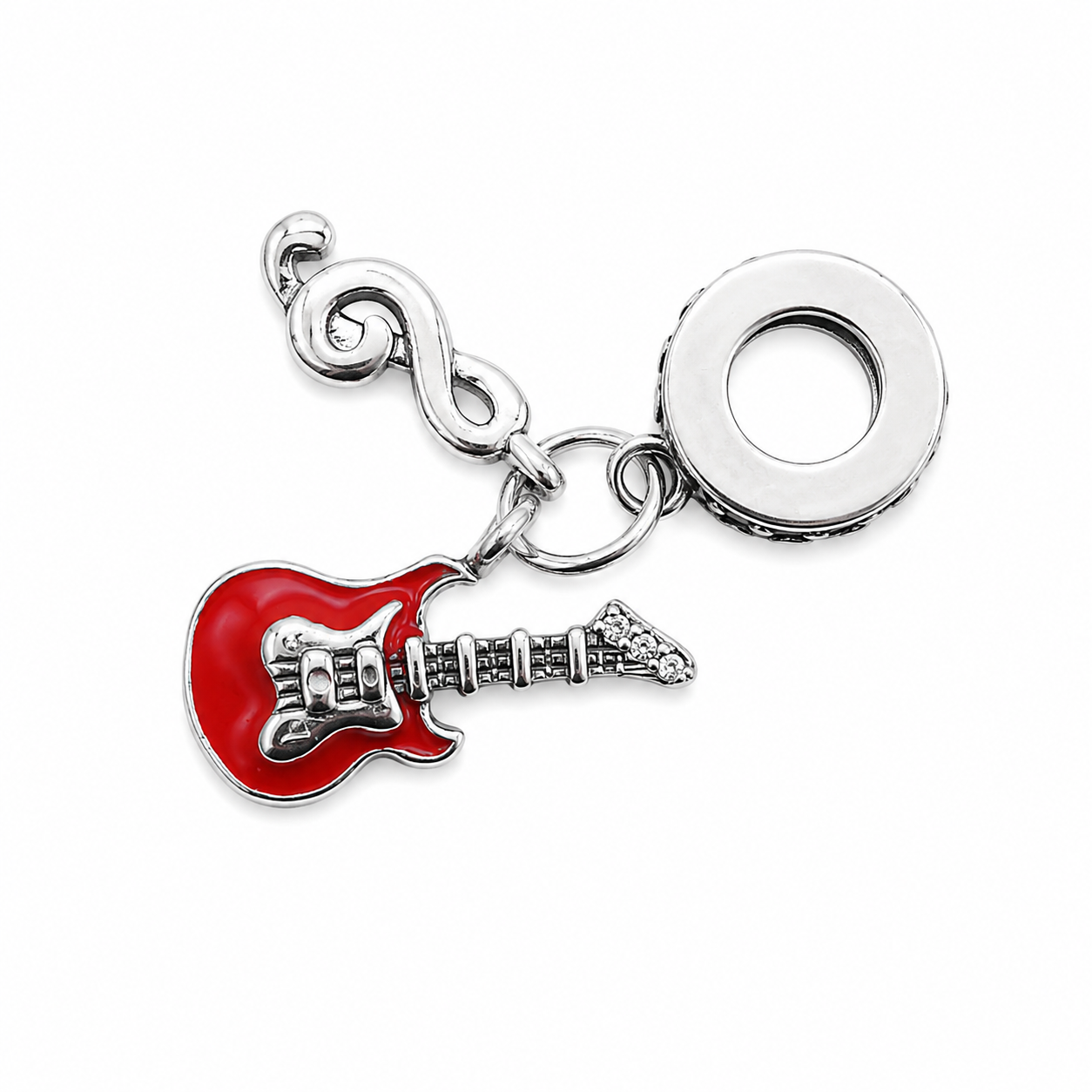 Sterling Silver Guitar Dangle Charm With Gift Box - fits Charm Bracelets