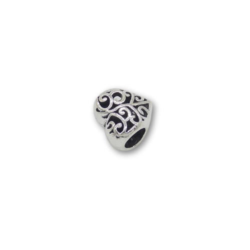 Heart Bead Charm Sterling Silver With Gift Box - fits Charm Bracelet (not Hallmarked)