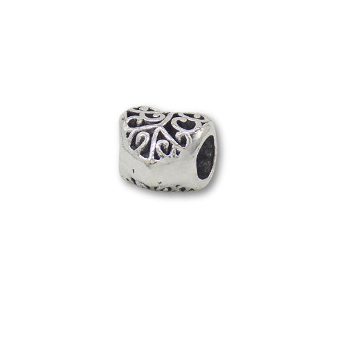Heart Bead Charm Sterling Silver With Gift Box - fits Charm Bracelet (not Hallmarked)