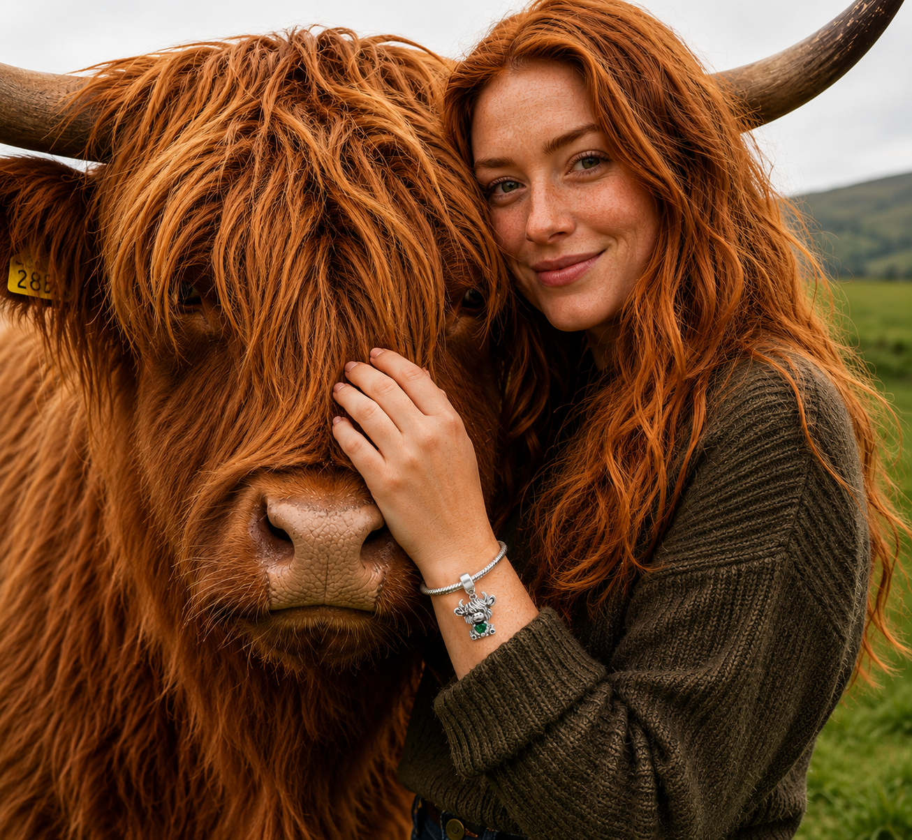 Sterling Silver Highland Cow Charm with Gift Box