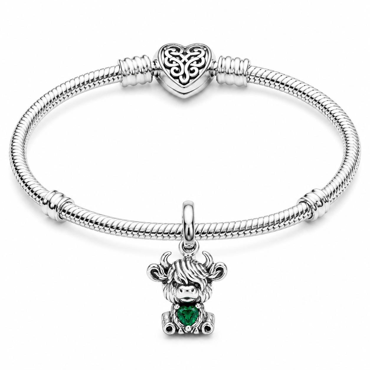 Sterling Silver Highland Cow Charm with Gift Box