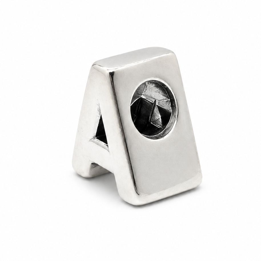 Letter A Sterling Silver Bead Charm - Fits Charm Bracelets and Necklaces.