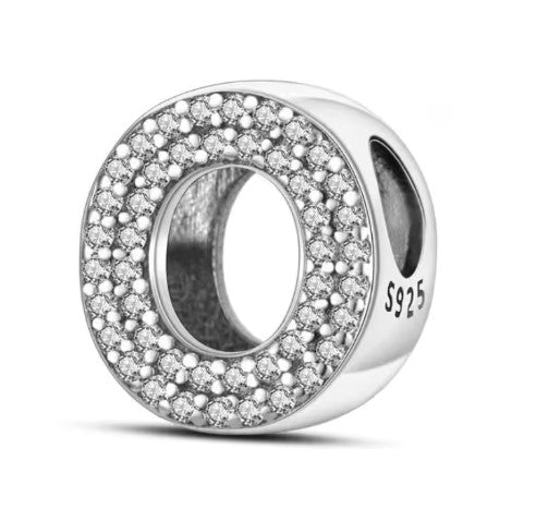 Letter O Sterling Silver Bead Charm - Fits Charm Bracelets and Necklaces.