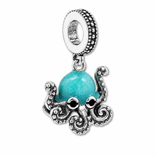 Sterling Silver Octopus Charm with Gift Box. For Charm Bracelets or Necklaces