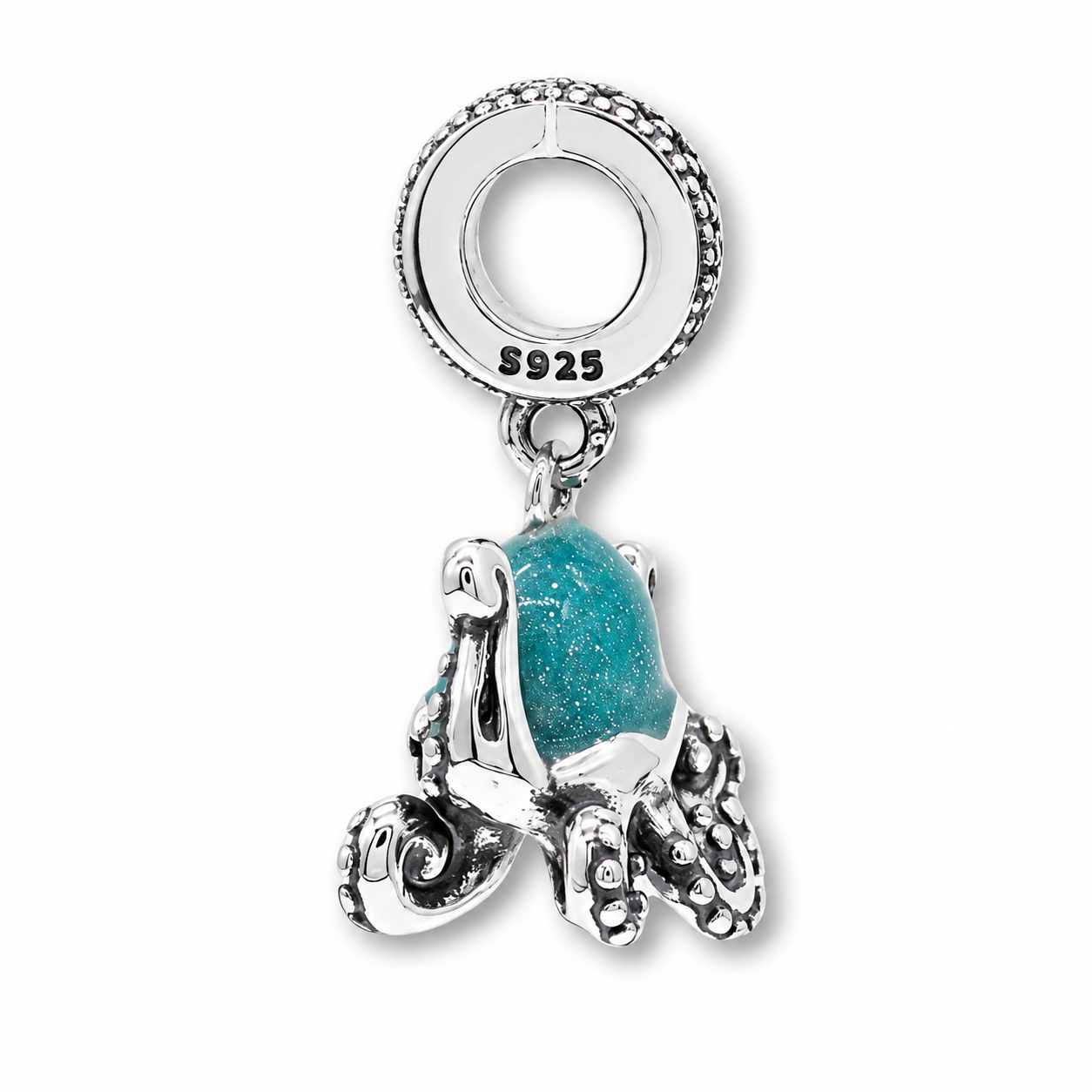 Sterling Silver Octopus Charm with Gift Box. For Charm Bracelets or Necklaces