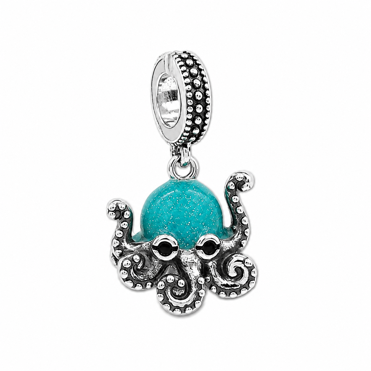 Sterling Silver Octopus Charm with Gift Box. For Charm Bracelets or Necklaces