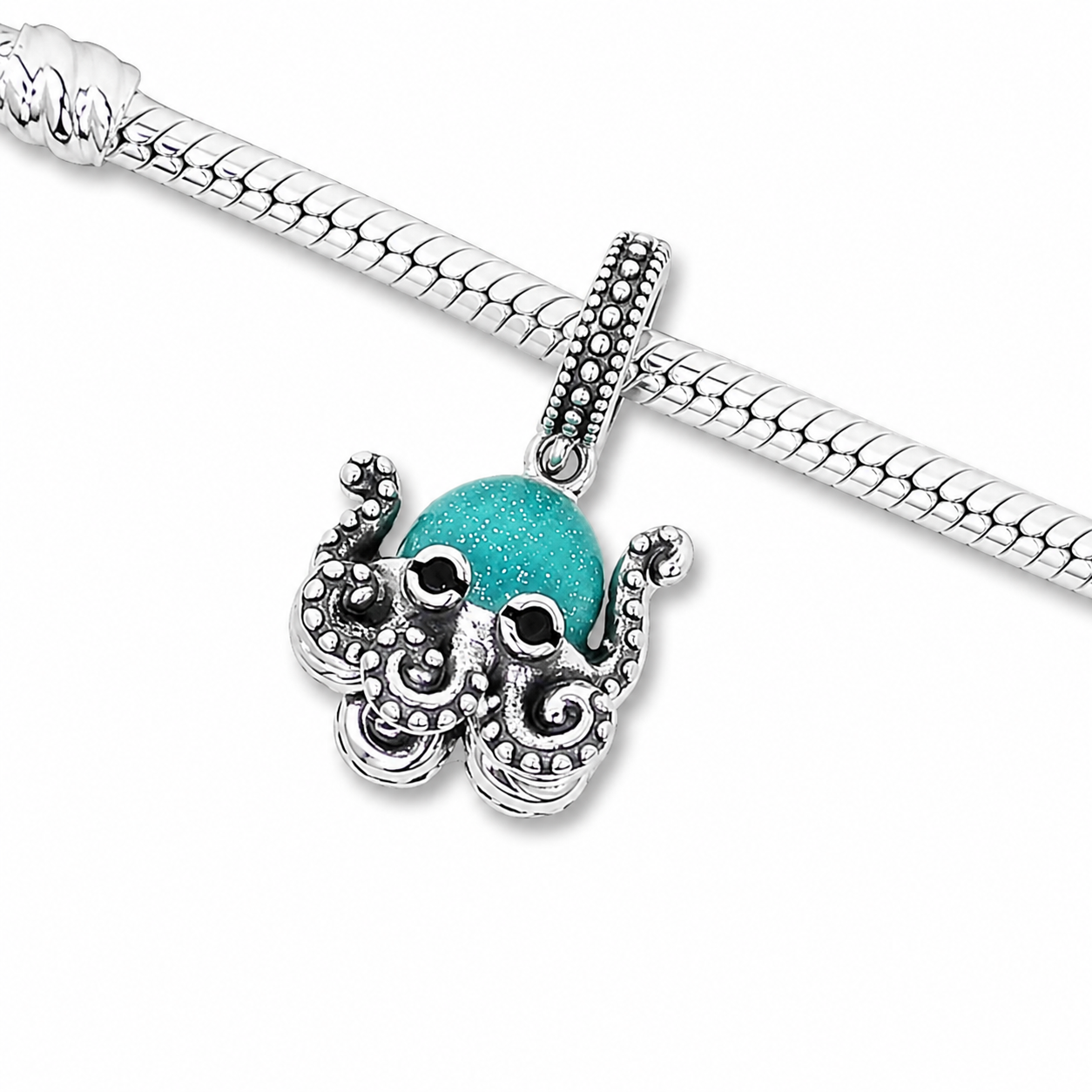 Sterling Silver Octopus Charm with Gift Box. For Charm Bracelets or Necklaces