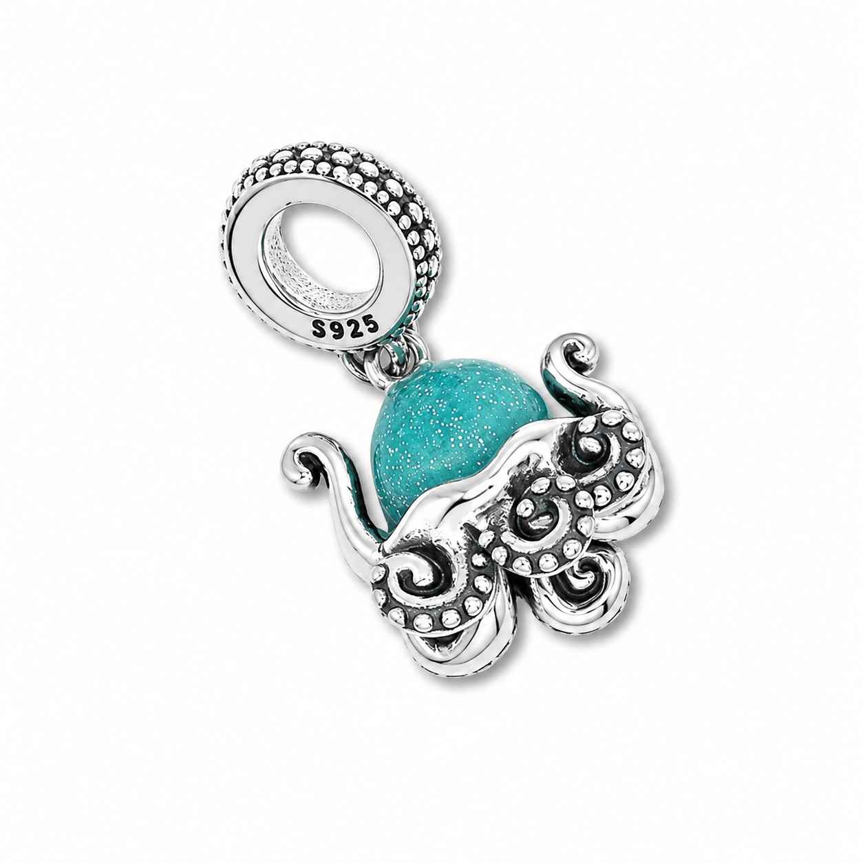 Sterling Silver Octopus Charm with Gift Box. For Charm Bracelets or Necklaces