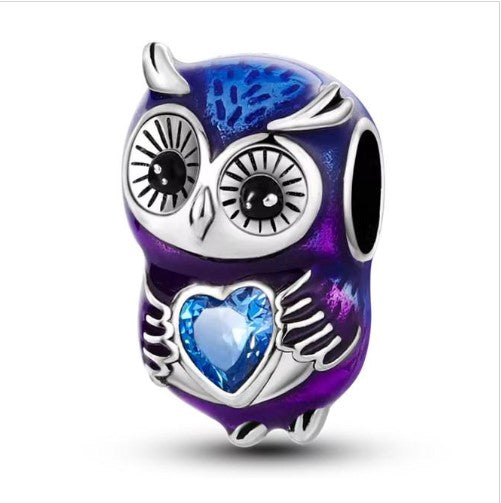 Sterling Silver Owl Charm with Gift Box. For Charm Bracelets