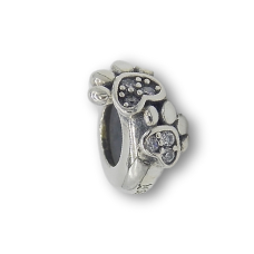 Sterling Silver Paw Print Dog/Cat Charm with Gift Box. For Charm Bracelets