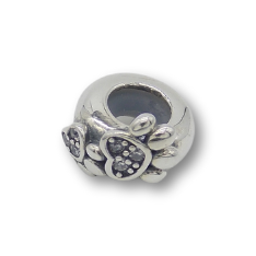 Sterling Silver Paw Print Dog/Cat Charm with Gift Box. For Charm Bracelets