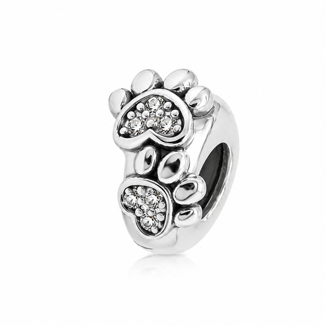 Sterling Silver Paw Print Dog/Cat Charm with Gift Box. For Charm Bracelets