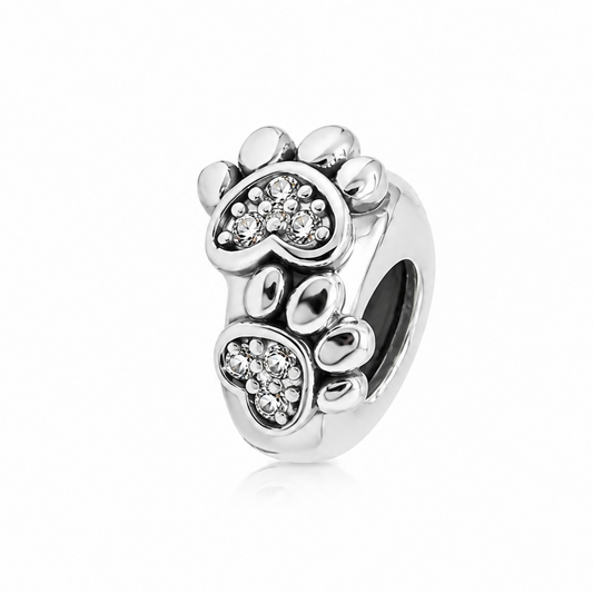 Sterling Silver Paw Print Dog/Cat Charm with Gift Box. For Charm Bracelets