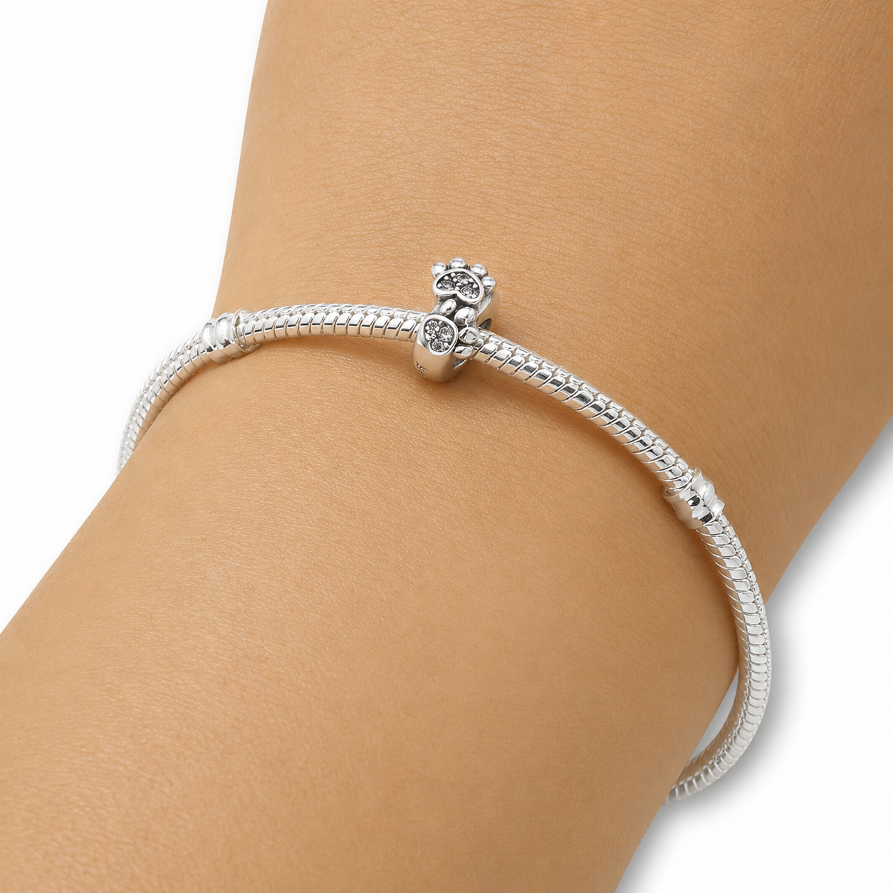 Sterling Silver Paw Print Dog/Cat Charm with Gift Box. For Charm Bracelets