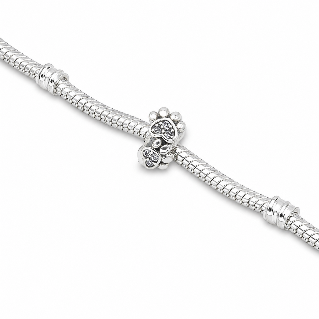 Sterling Silver Paw Print Dog/Cat Charm with Gift Box. For Charm Bracelets