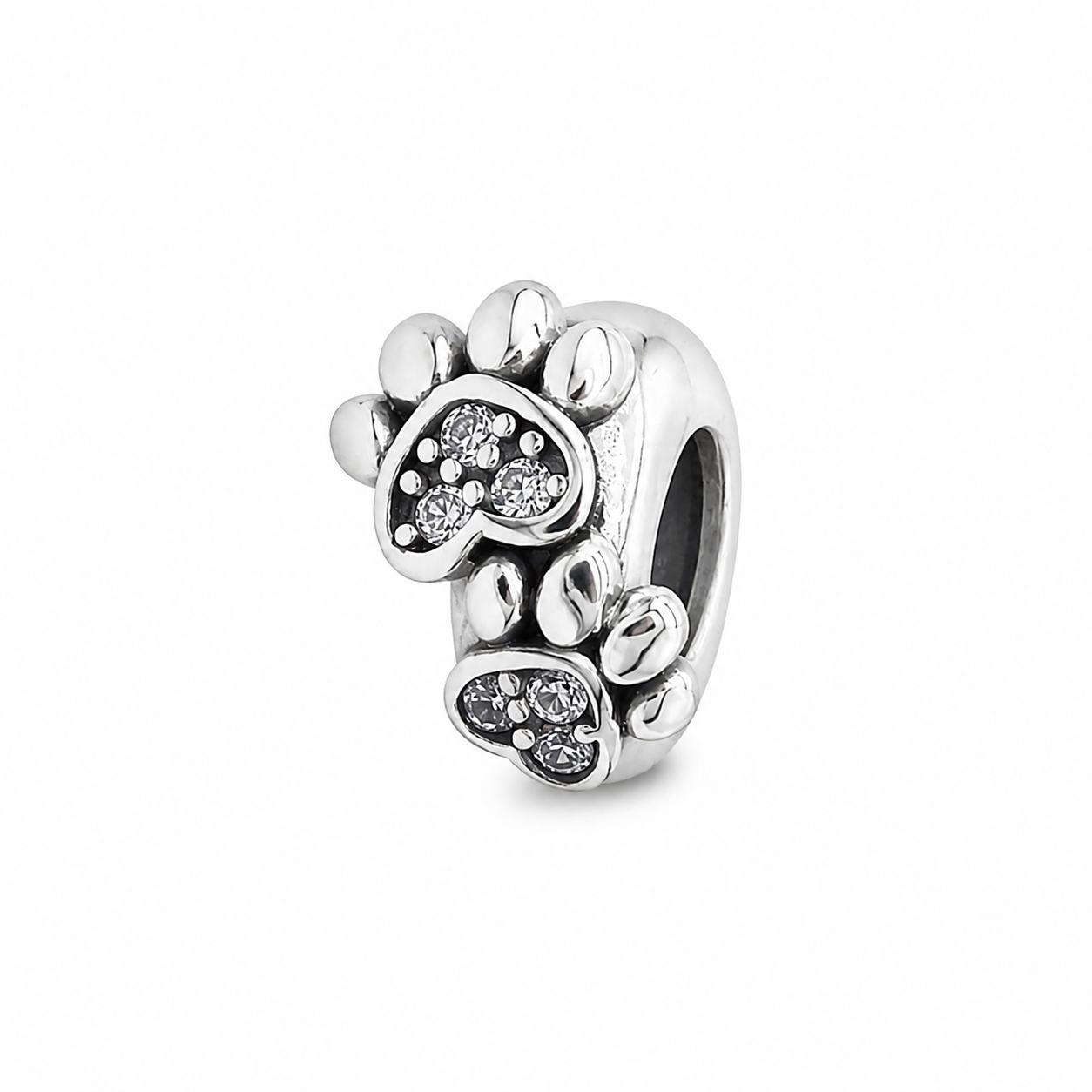 Sterling Silver Paw Print Dog/Cat Charm with Gift Box. For Charm Bracelets