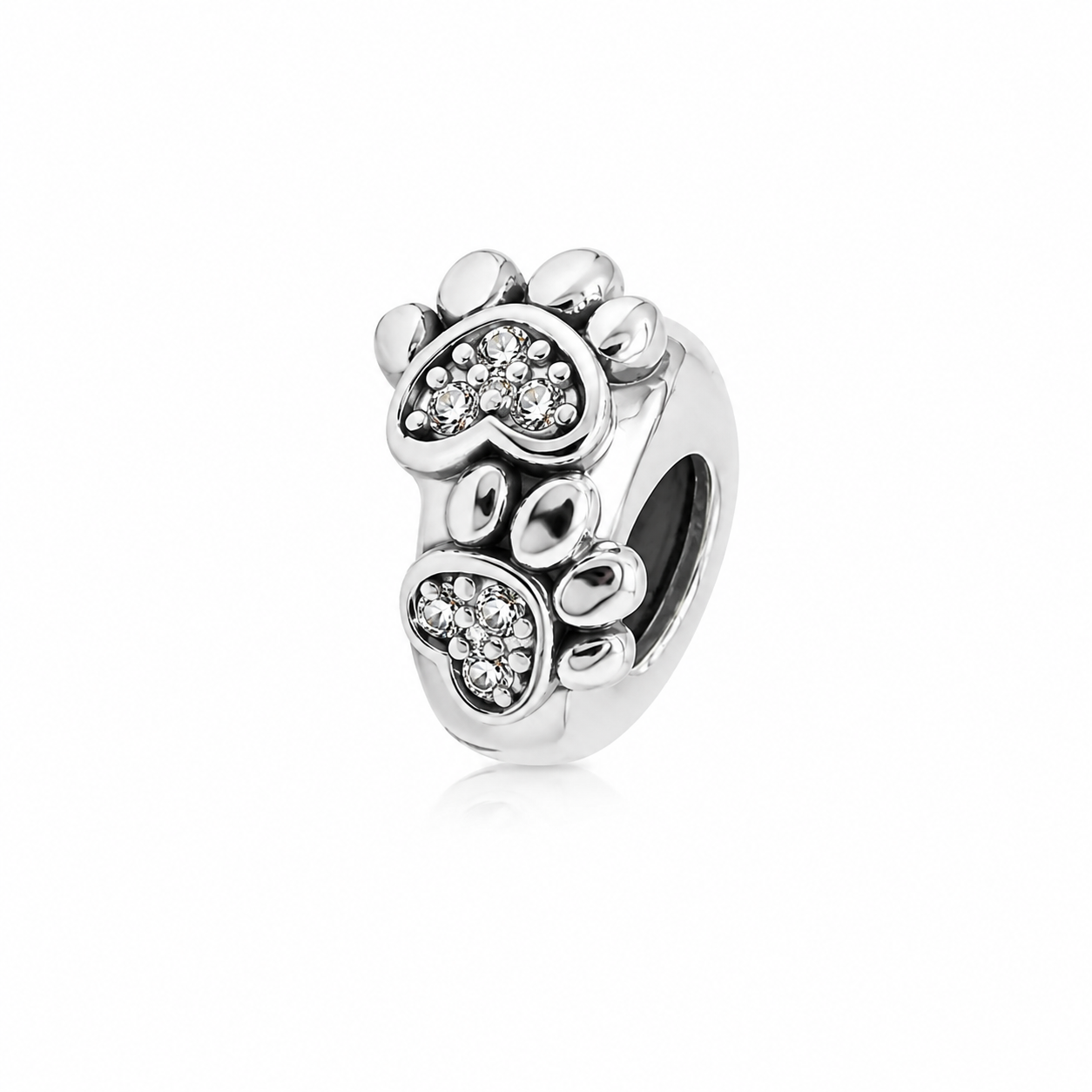 Sterling Silver Paw Print Dog/Cat Charm with Gift Box. For Charm Bracelets