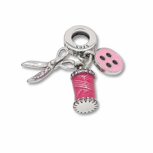 Sterling Silver Sewing Charm with Gift Box. For Bracelets or Necklaces