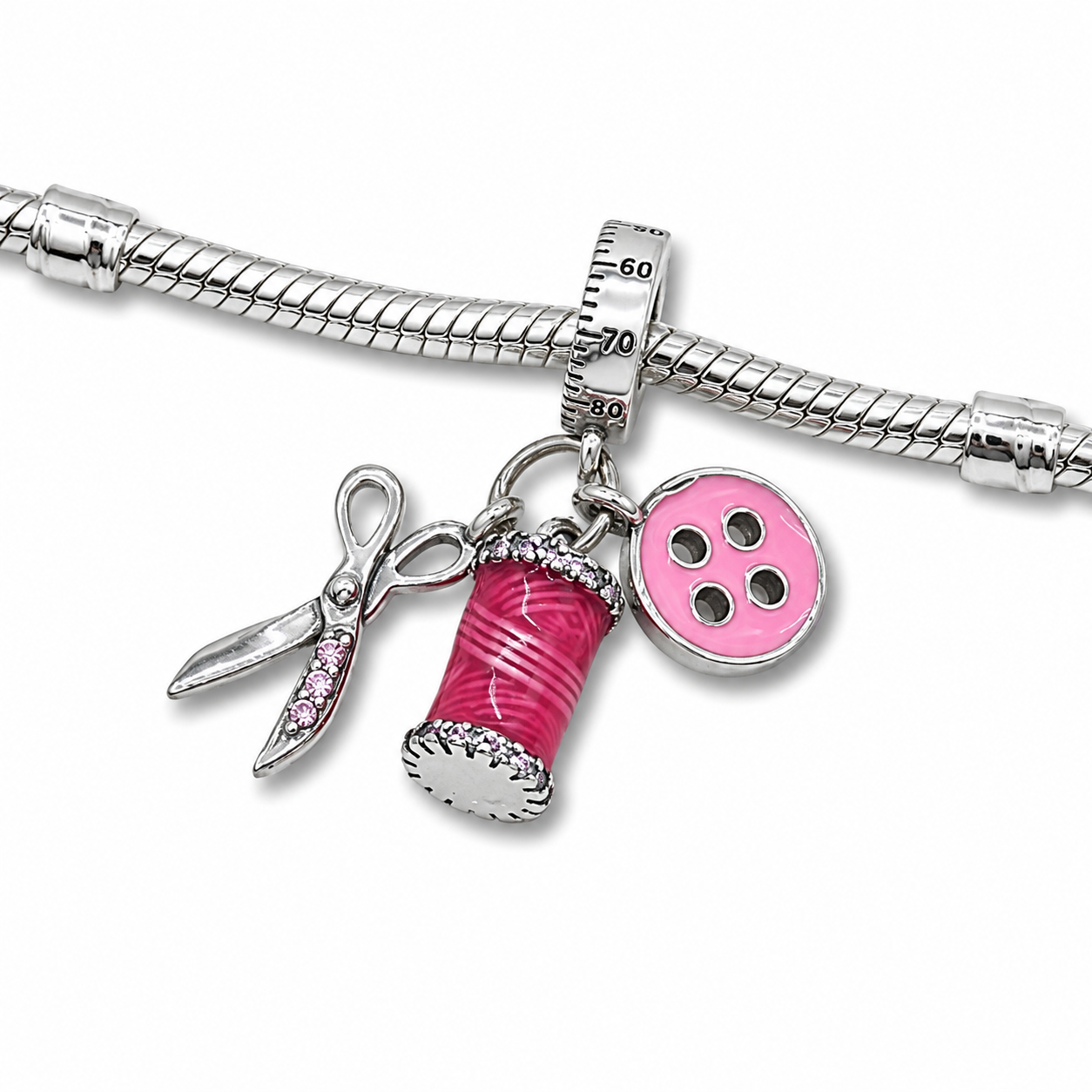 Sterling Silver Sewing Charm with Gift Box. For Bracelets or Necklaces