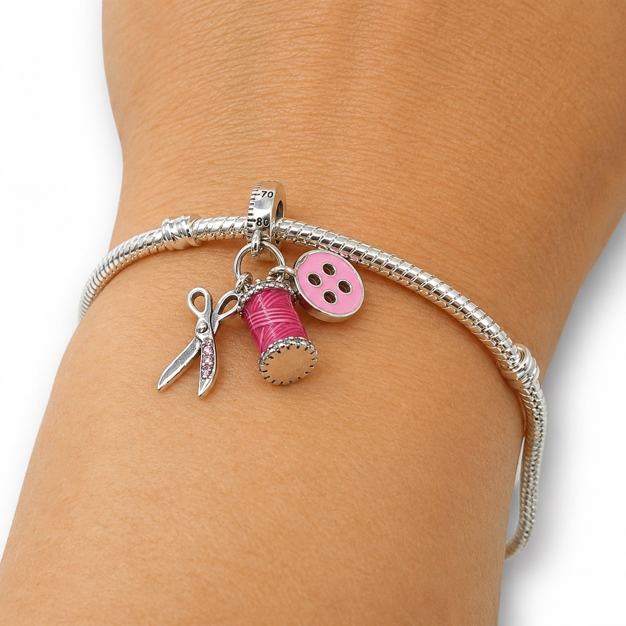 Sterling Silver Sewing Charm with Gift Box. For Bracelets or Necklaces