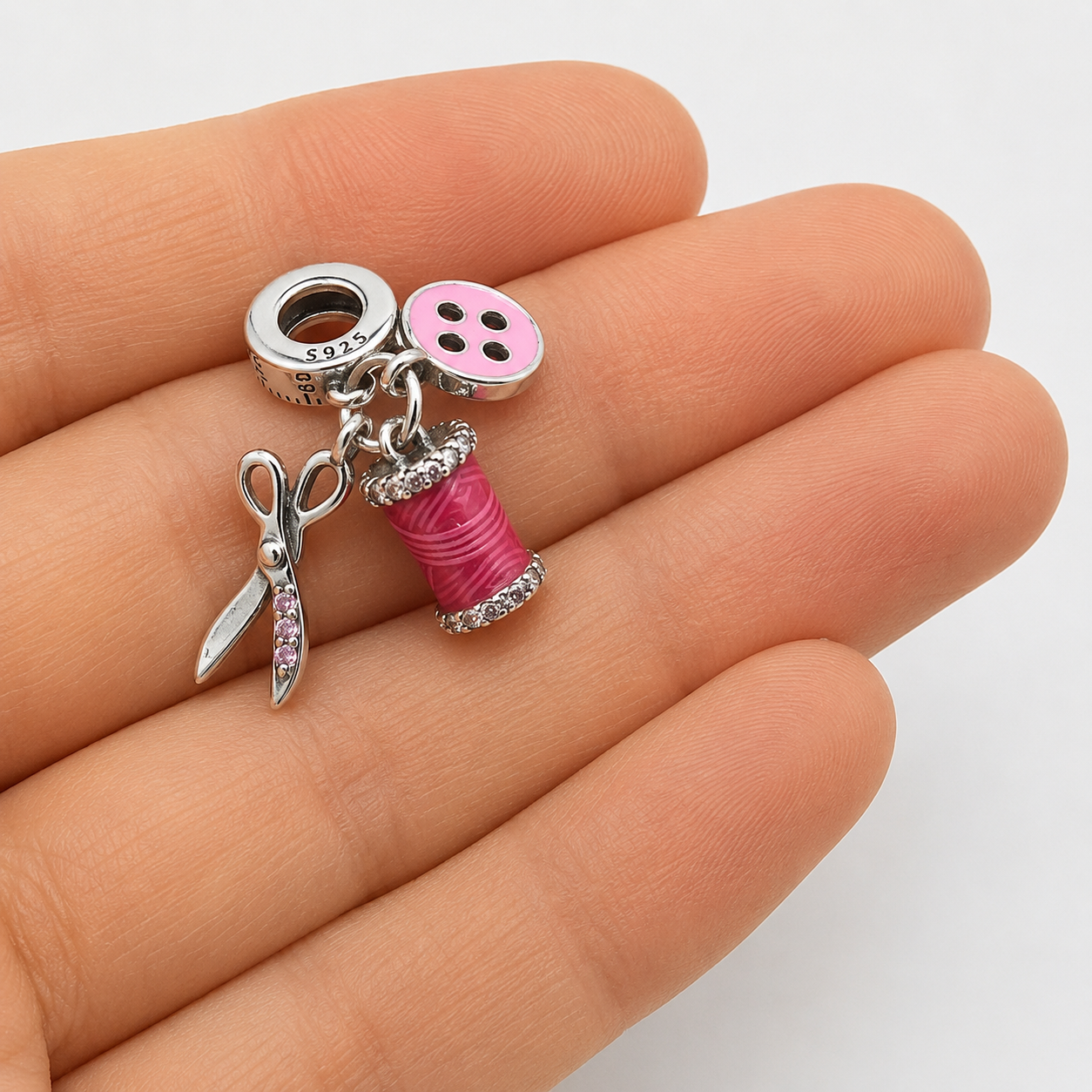 Sterling Silver Sewing Charm with Gift Box. For Bracelets or Necklaces