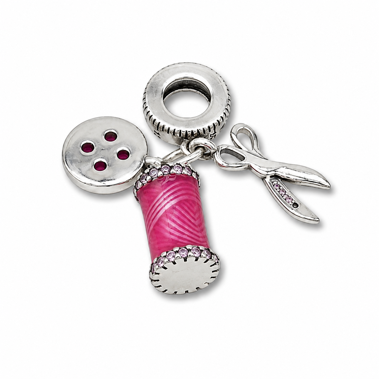 Sterling Silver Sewing Charm with Gift Box. For Bracelets or Necklaces