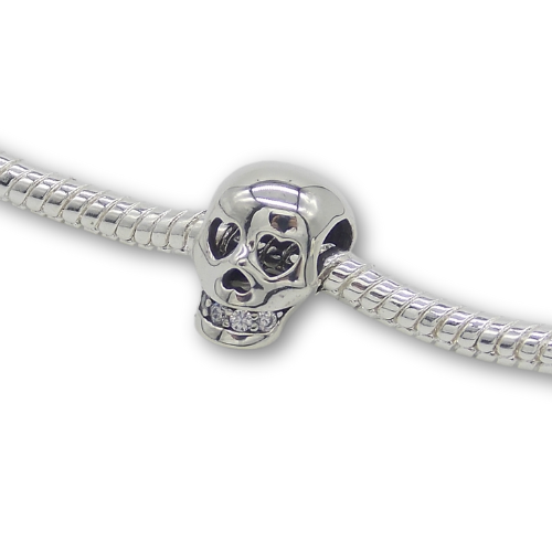 Sterling Silver Skull Charm with Gift Box. For Charm Bracelets.