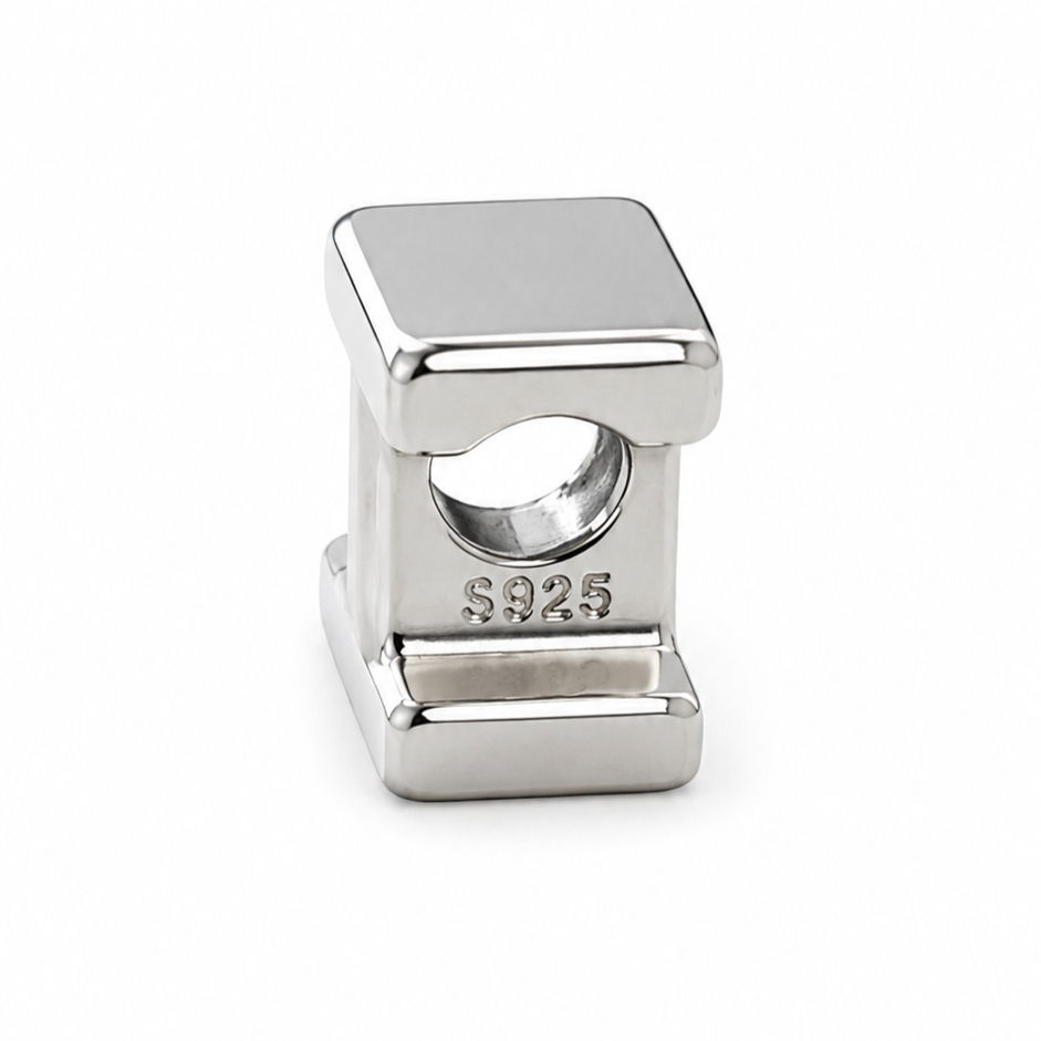 Letter I Sterling Silver Bead Charm - Fits Charm Bracelets and Necklaces.