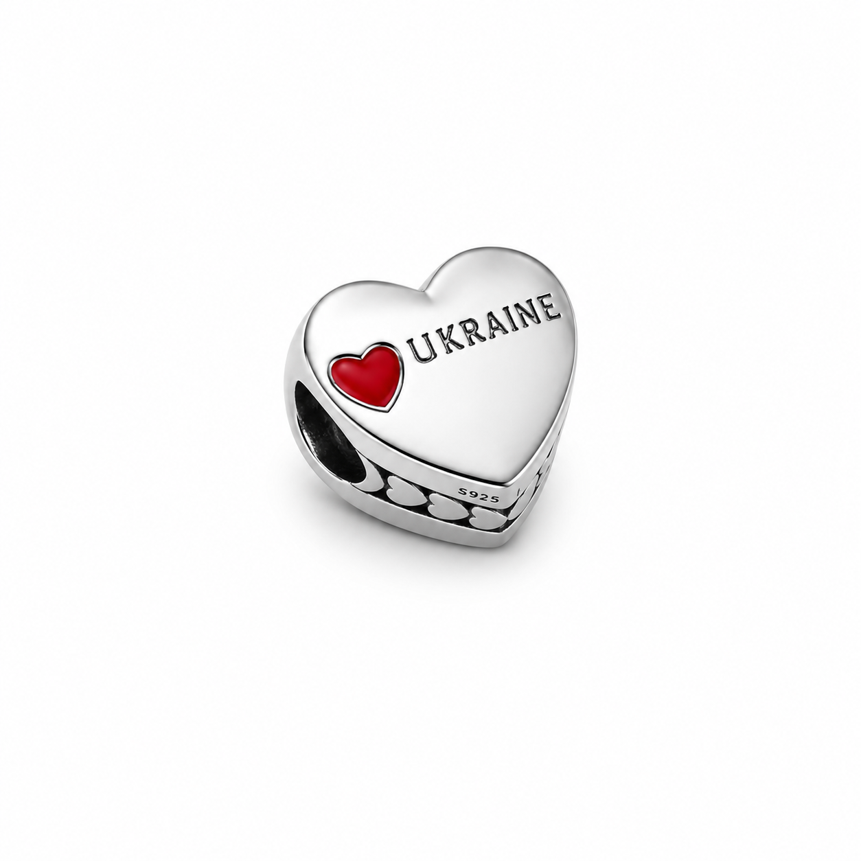Sterling Silver Heart-Shaped Ukrainian Flag Charm – Gift Box Included - For Charm Bracelets