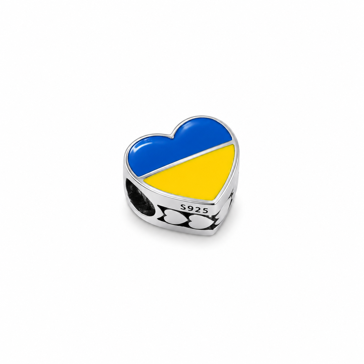 Sterling Silver Heart-Shaped Ukrainian Flag Charm – Gift Box Included - For Charm Bracelets