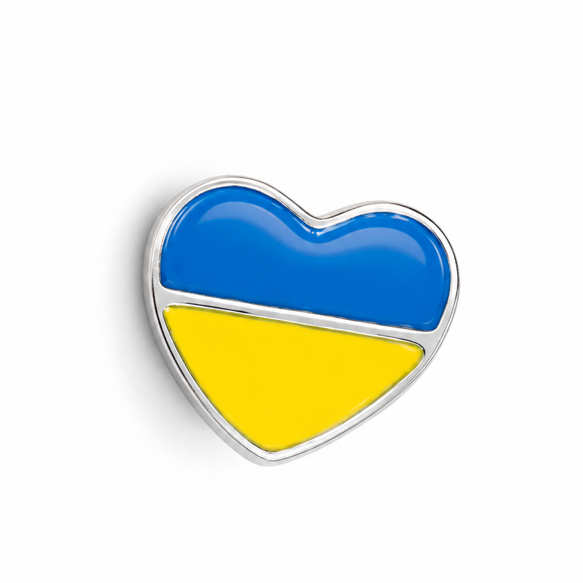 Sterling Silver Heart-Shaped Ukrainian Flag Charm – Gift Box Included - For Charm Bracelets