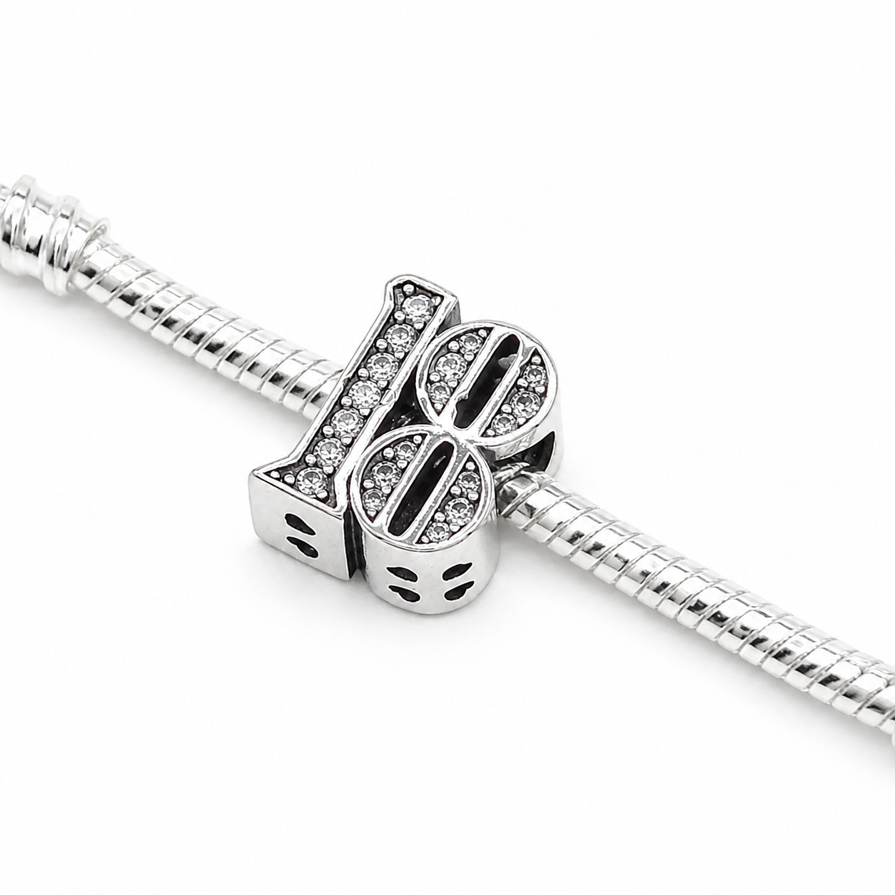 Sterling Silver 18th Birthday Bead Charm with Gift Box - Fits Charm Bracelets