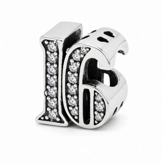 Sterling Silver 16th Birthday Bead Charm - with Gift Box - Fits Charm Bracelets