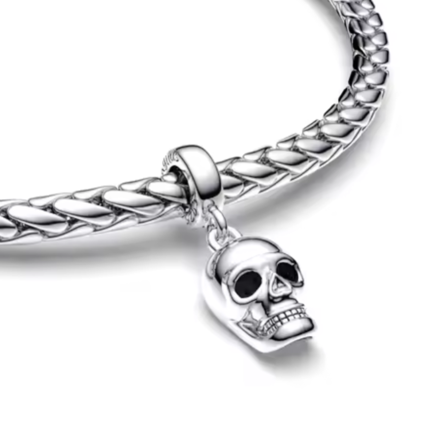Sterling Silver Skull Dangle Charm - With Gift Box - For Charm Bracelets and Necklaces
