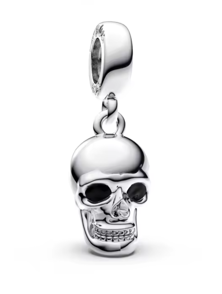 Sterling Silver Skull Dangle Charm - With Gift Box - For Charm Bracelets and Necklaces